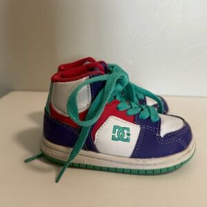 DC Skating Shoes Baby High Top Lace‎ Up Color Block Pink White Purple Teal Retro